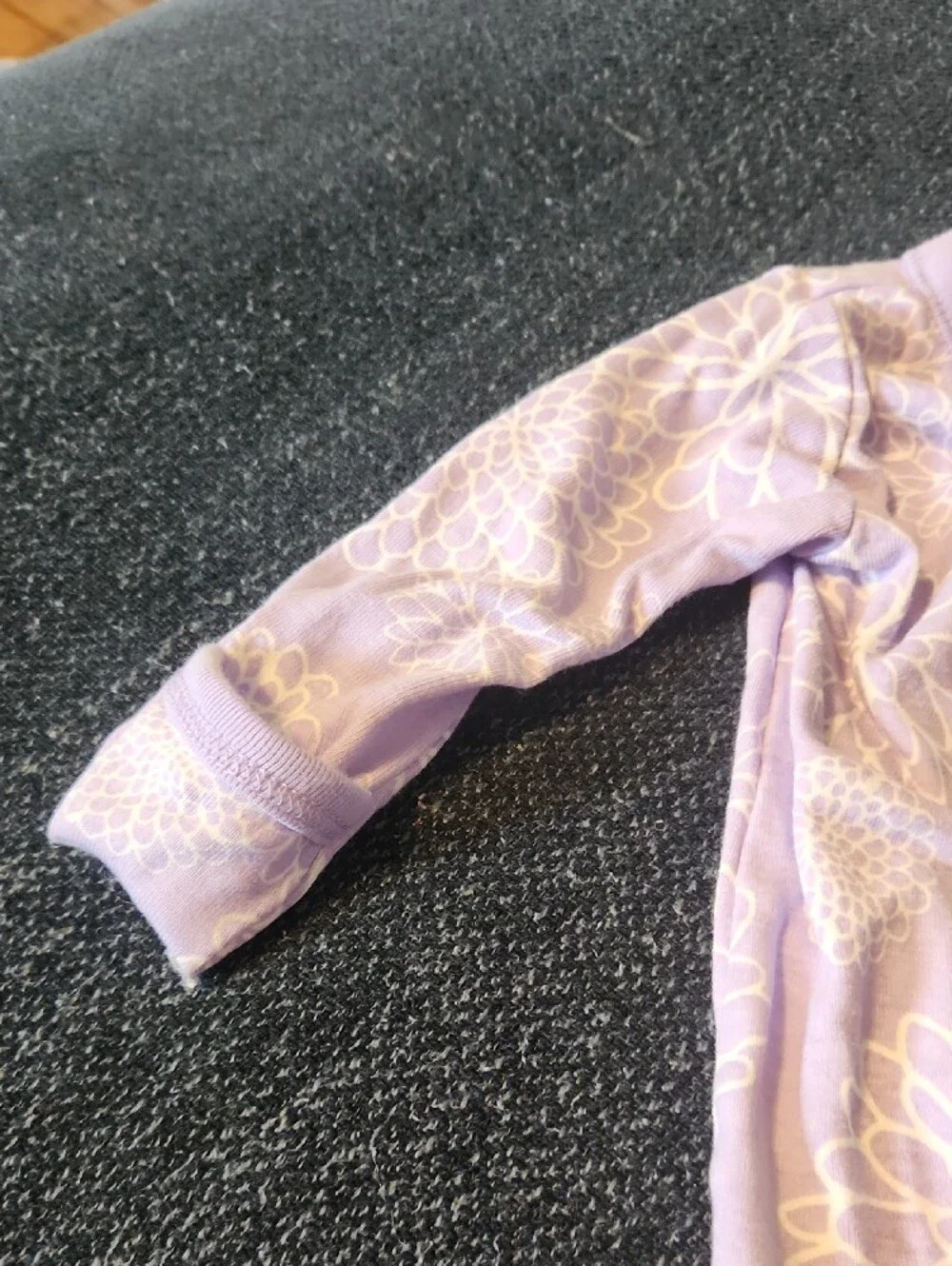 Old Navy Lilac Floral Footed One-Piece With Mits Attached